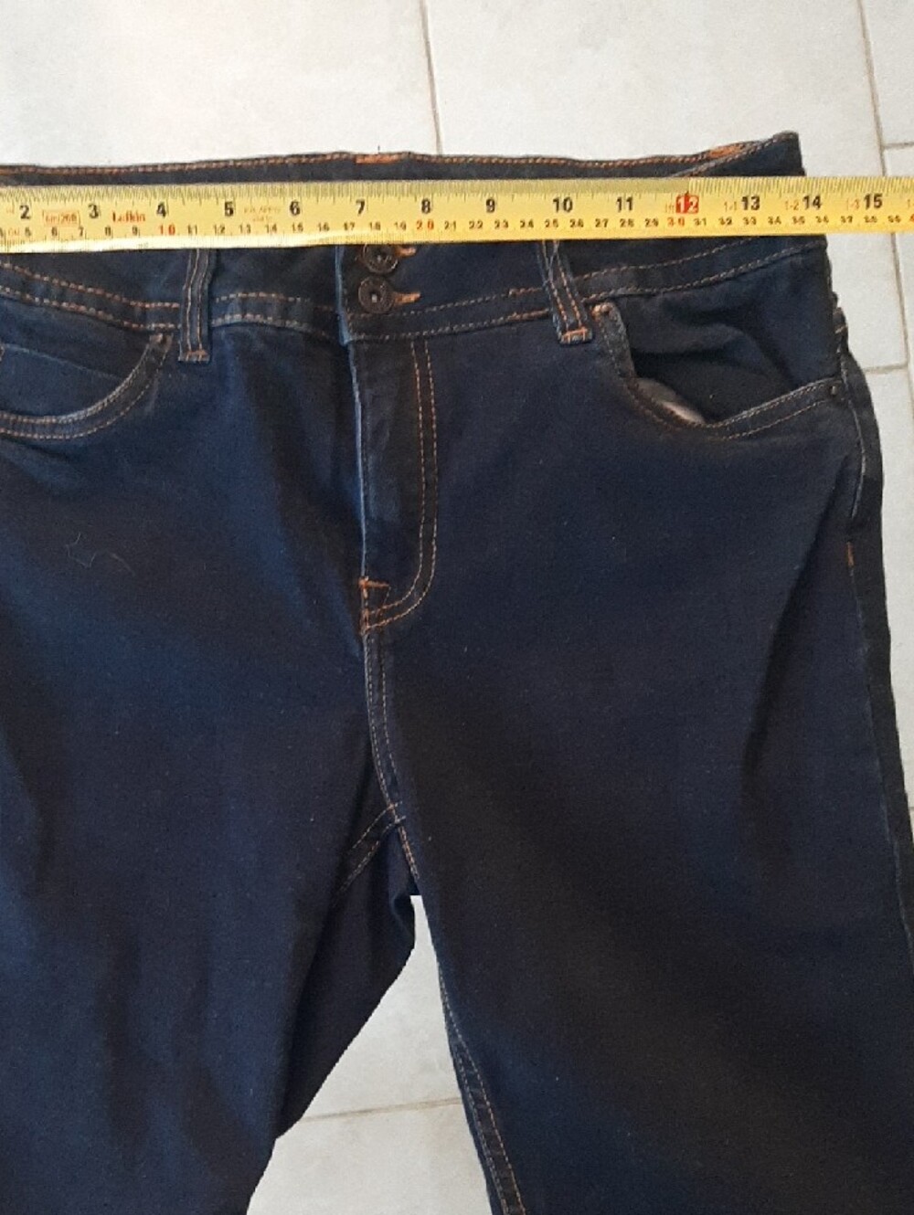 LIQUID💧Dark Blue Boyfriend Jeans Shorts – Rolled Cuff Sz 9/10 with Stretch - Picture 5 of 8